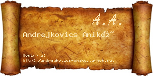 Andrejkovics Anikó névjegykártya