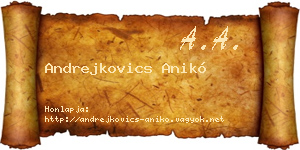 Andrejkovics Anikó névjegykártya